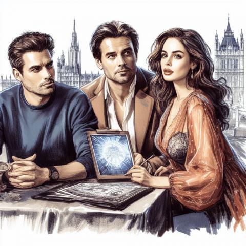 ภาพตัวละครสามคนที่นั่งอยู่ด้วยกัน คนแรกทางซ้ายเป็นผู้ชายผมสั้นสีน้ำตาล สวมเสื้อแขนยาวสีฟ้า คนที่สองตรงกลางเป็นผู้ชายผมสั้นสีดำ สวมเสื้อเชิ้ตสีขาวและเสื้อกั๊กสีดำ กำลังถือแล็ปท็อปอยู่ในมือ คนที่สามทางขวาเป็นผู้หญิงผมยาวสีน้ำตาล สวมเสื้อสีส้ม ทั้งสามคนดูเหมือนกำลังทำงานหรือสนทนากัน